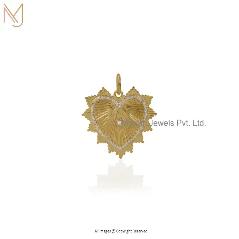 925 Silver Yellow Gold Plated Cubic Zircon Heart Pendant Manufaturer