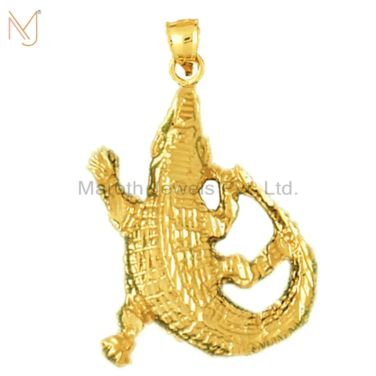 925 Silver Yellow Gold Plated Crocodile Charm Pendant Custom Jewelry