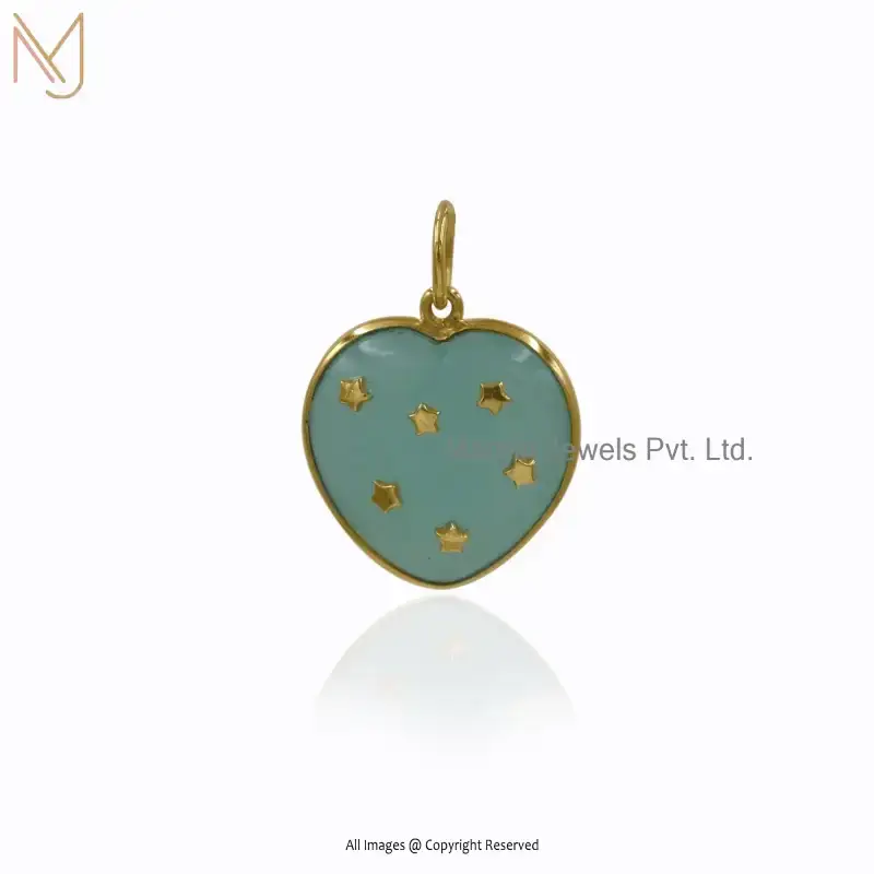 925 Silver Natural Silver Plated Chalcedony Star Heart Pendant Jewelry Manufacturer