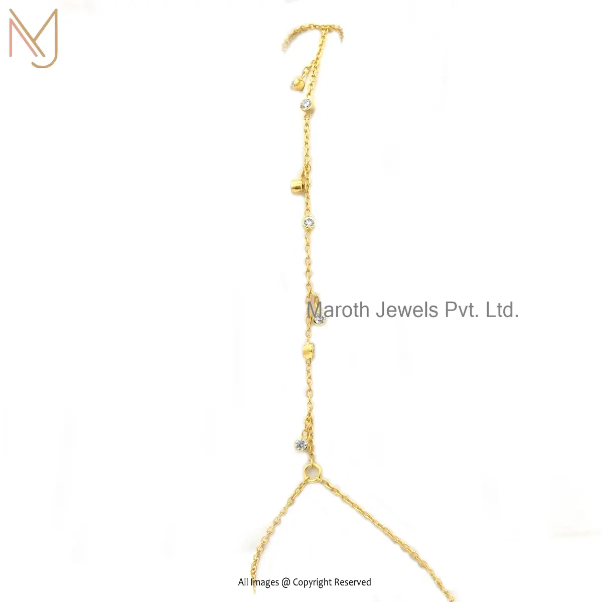 14K Yellow Gold Cubic Zircon Handcrafted Chain Bracelet Manufacturer