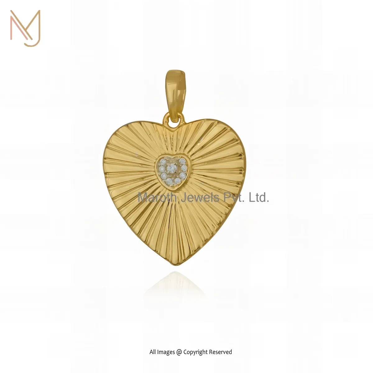 925 Silver White Gold Plated Moissanite Heart Pendant Jewelry Supplier