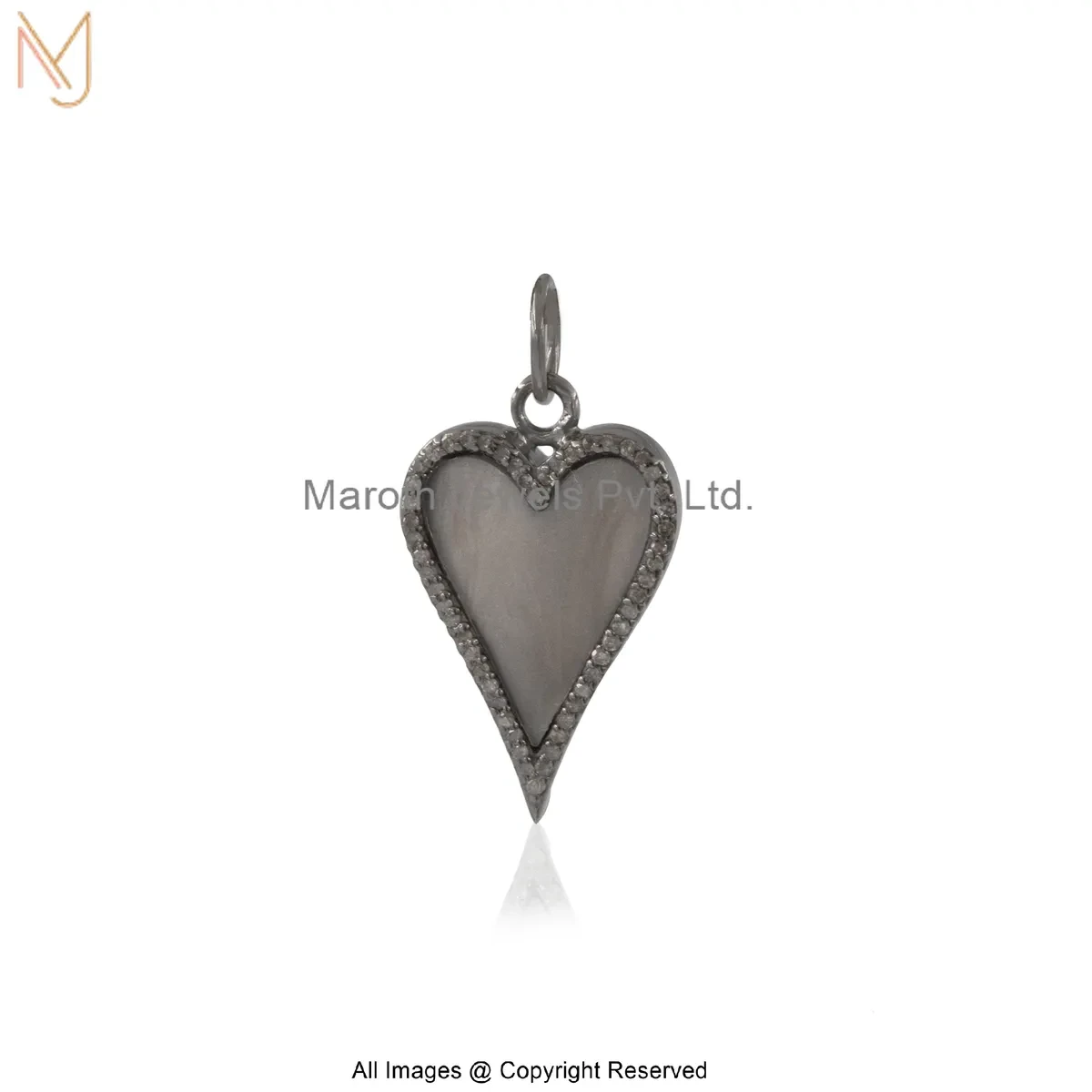 14K Yellow Gold Diamond Gemstone Heart Pendant Jewelry Supplier