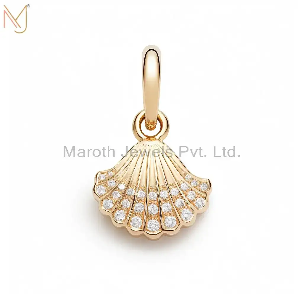 Wholesale 925 Silver Yellow Gold Moissanite Sea Shell Pendant