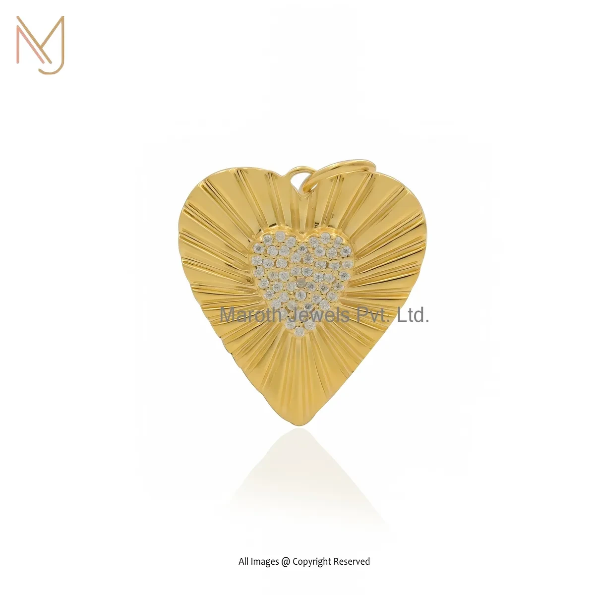 14K Yellow Gold Moissanite Heart Charm Pendant Manufacturer