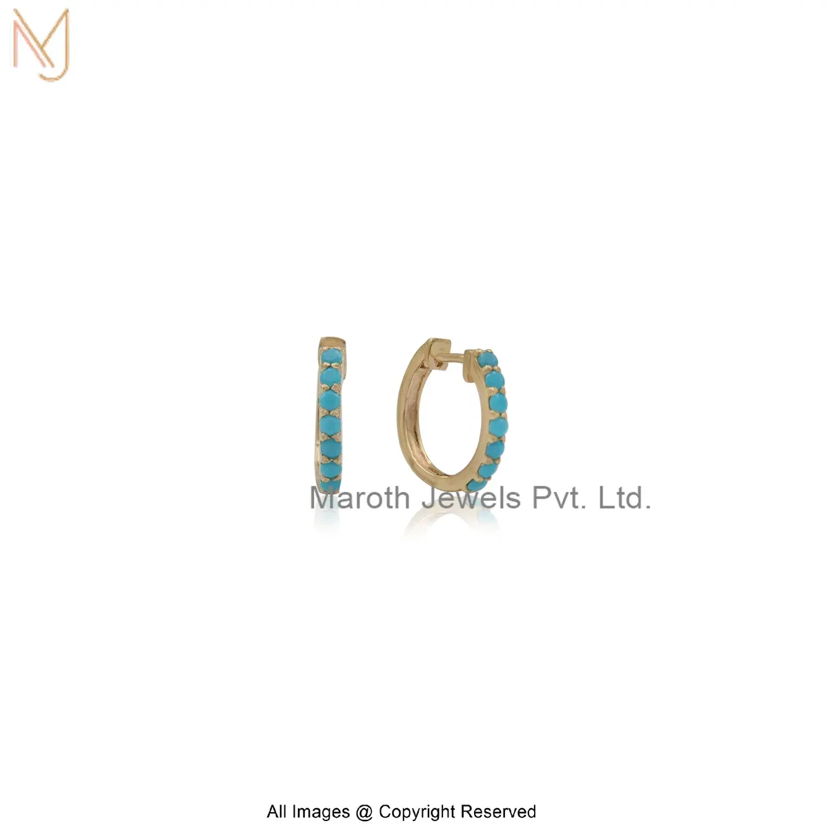 14K Yellow Gold Tsavorite Gemstone Huggies Earring Manufacturer