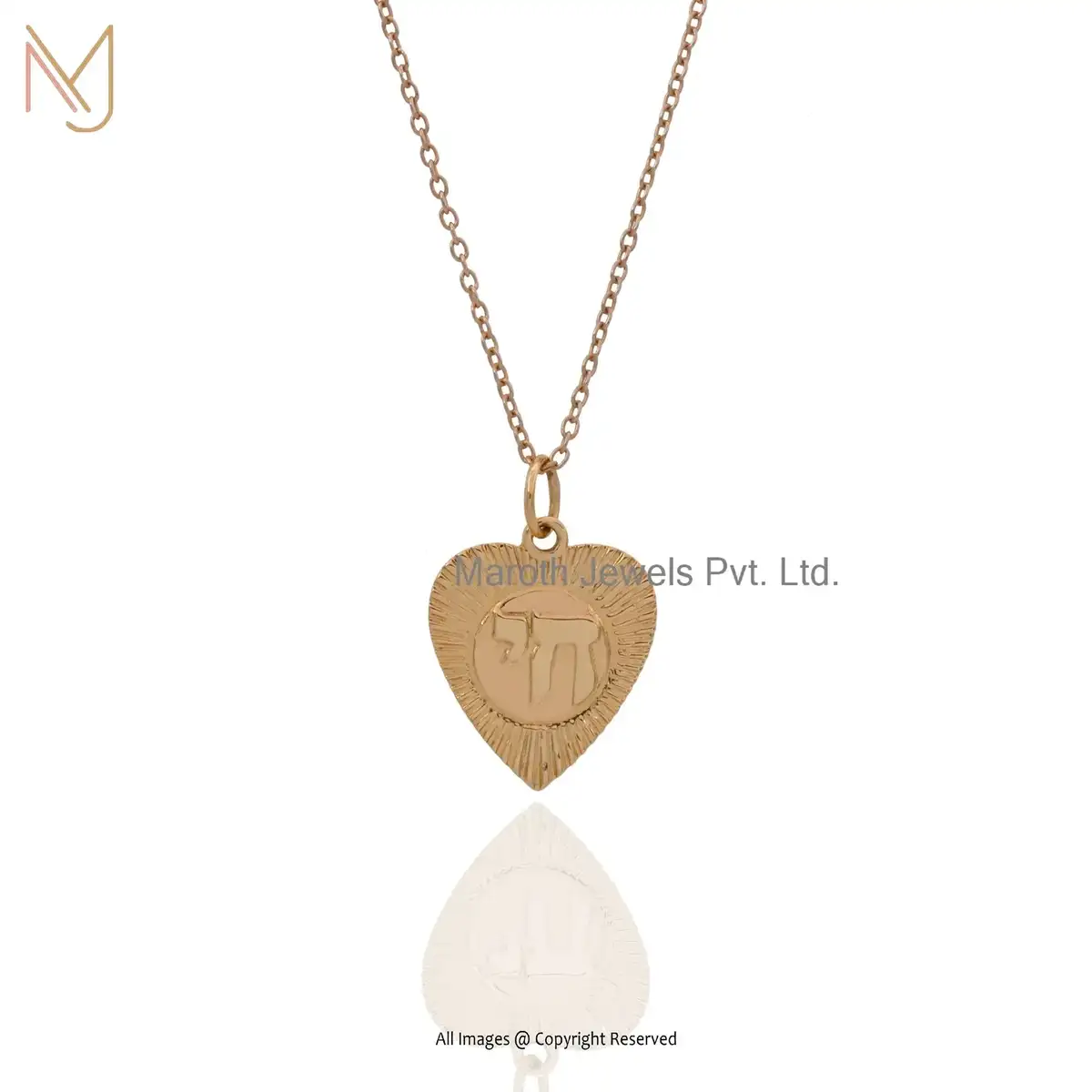 925 Sterling Silver Yellow Gold Plated Heart Pendant Jewelry Supplier