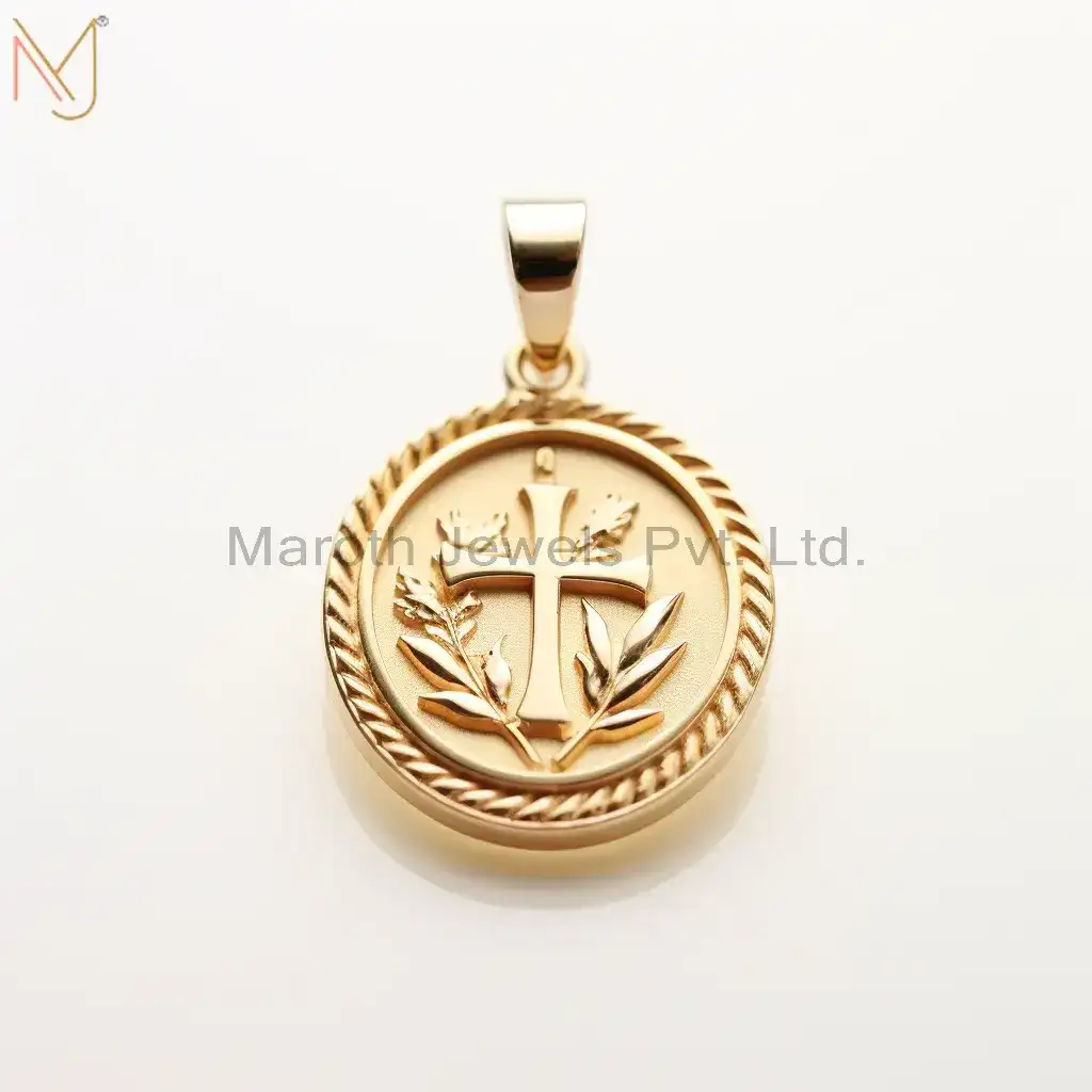 925 Silver Yellow Gold Plated Christian Spiritual Pendant Manufacturer