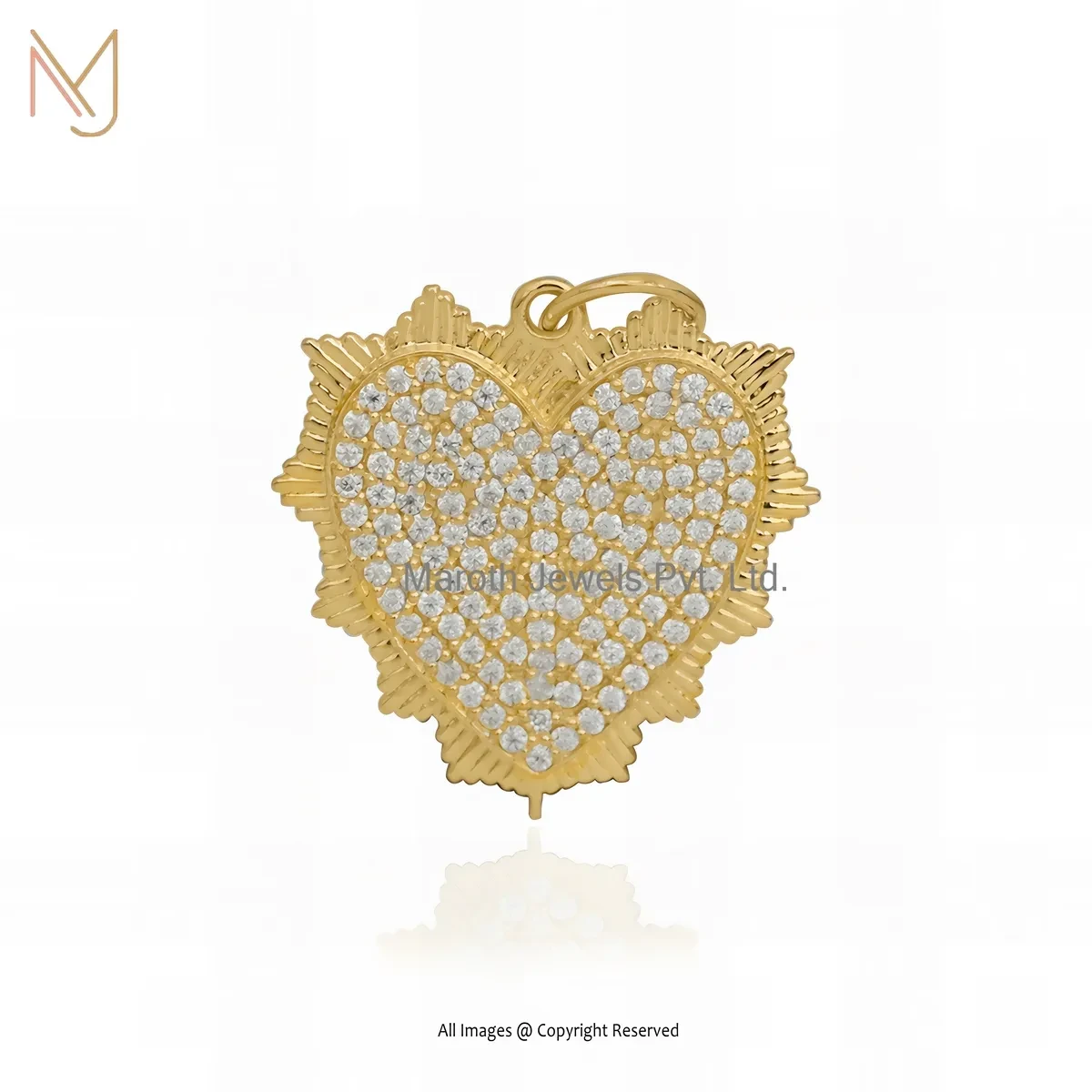 Wholesale 14K Yellow Gold Diamond & Moissanite Heart Pendant