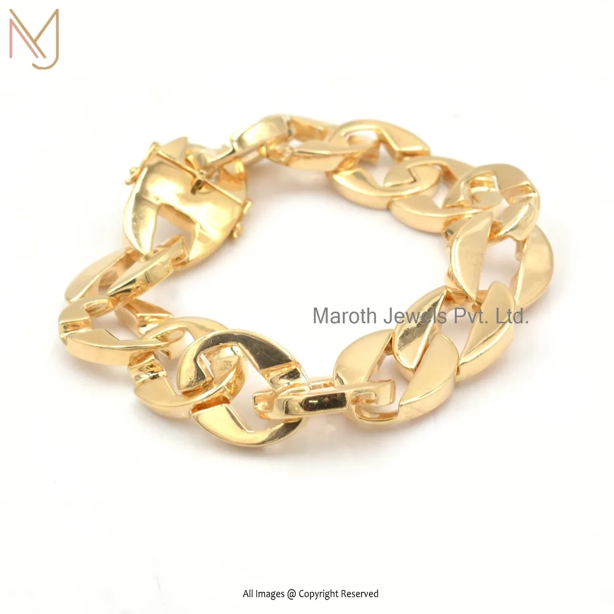 14K Yellow Gold Chunky Cuban Link Chain Bracelet Jewelry Supplier