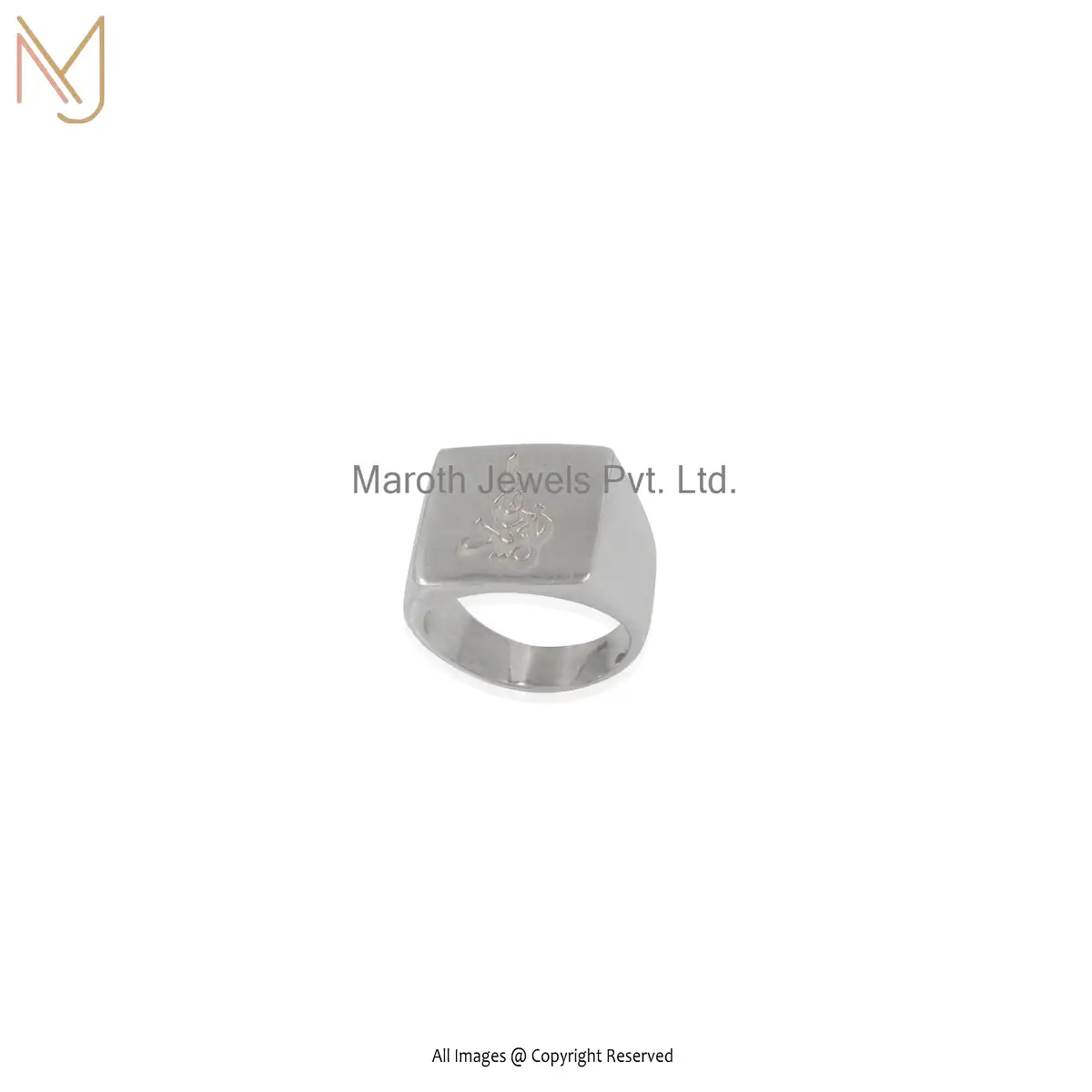 92.5 Sterling Silver Natural Silver Square Logo Ring Manufacturer