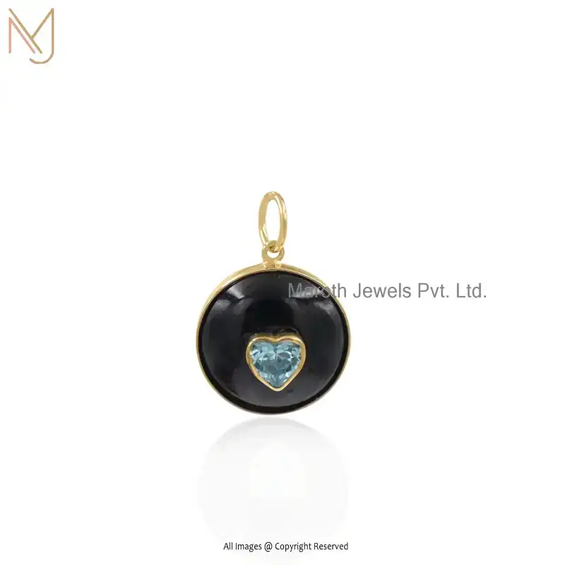 14K Yellow Gold Amethyst & Cubic Zircon Ball Shape Heart Pendant Custom Jewelry