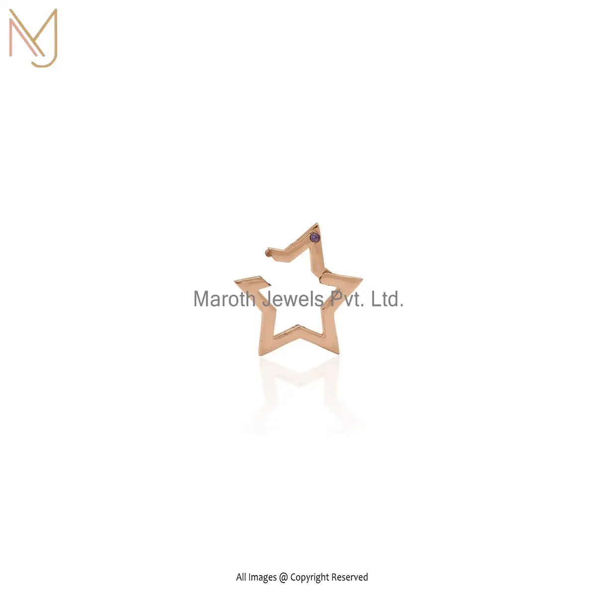 925 Silver Yellow Gold Purple Sapphire Star Charm Holder Custom Jewelry