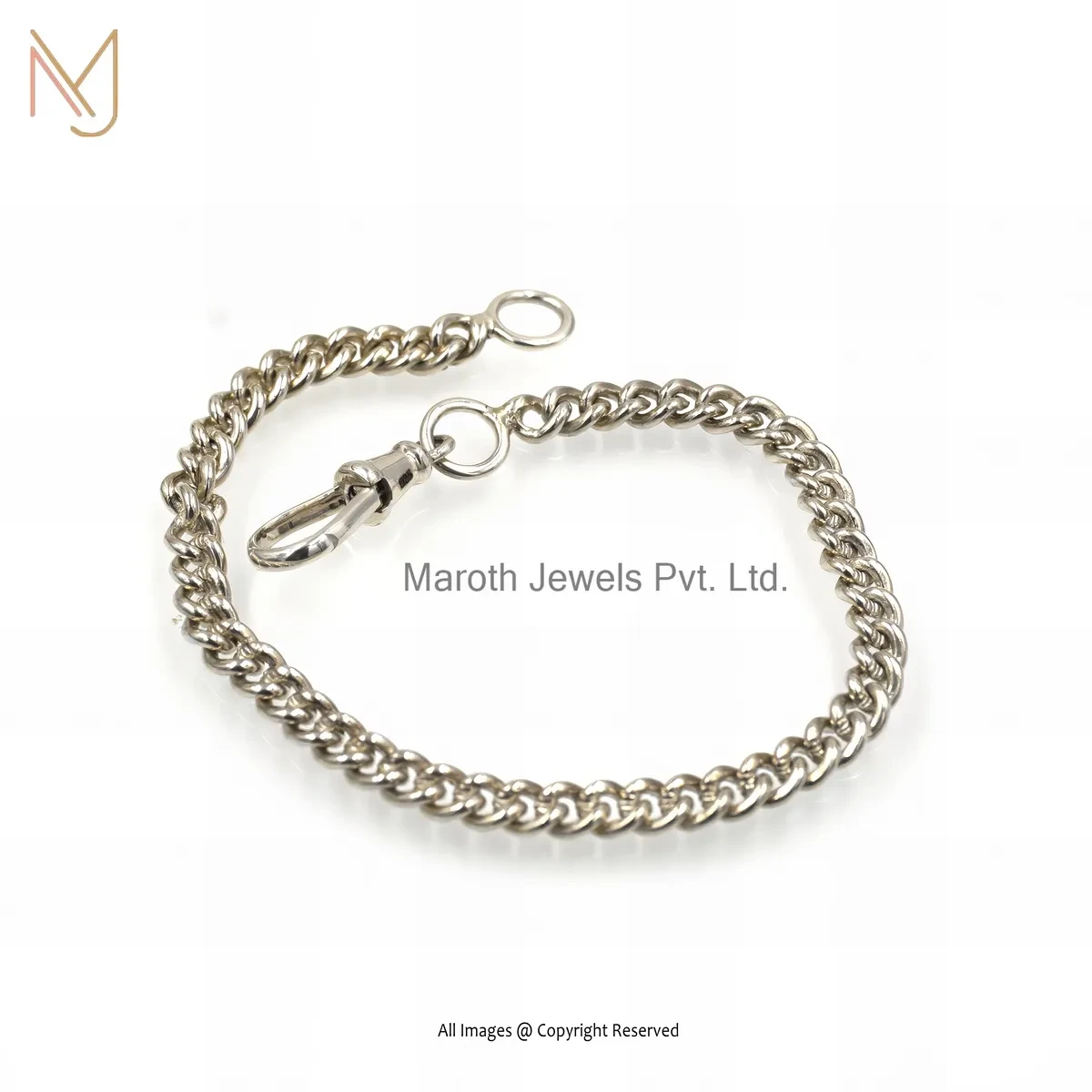 925 Silver Natural Silver Plated Swivel Curb Chain Bracelet Manufacturer