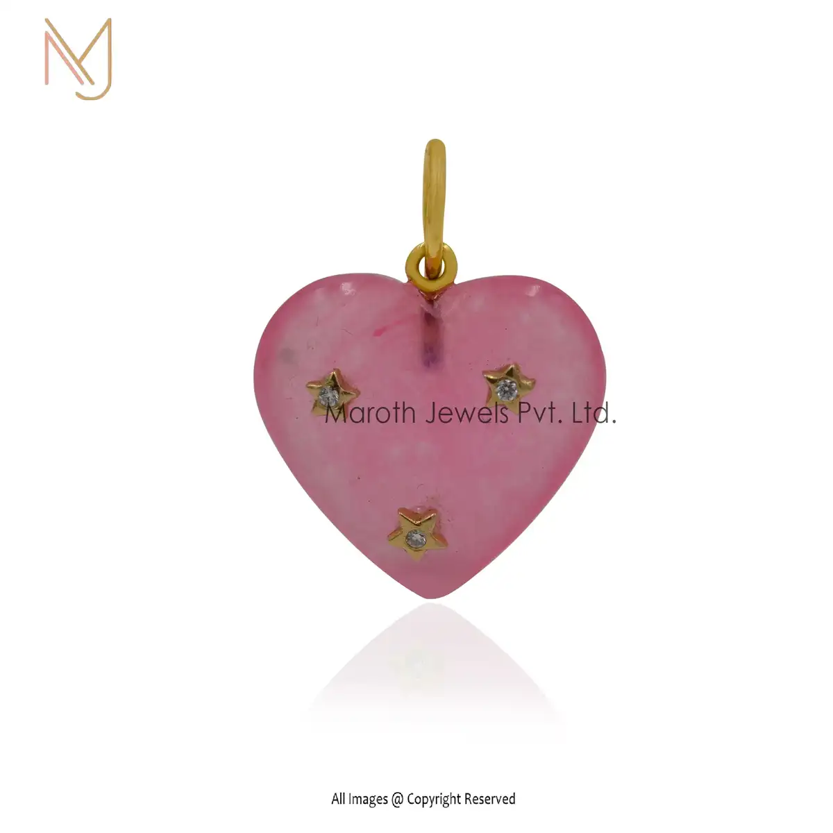 Wholesale 925 Silver Yellow Gold Amethyst & Moissanite Heart Pendant Jewelry