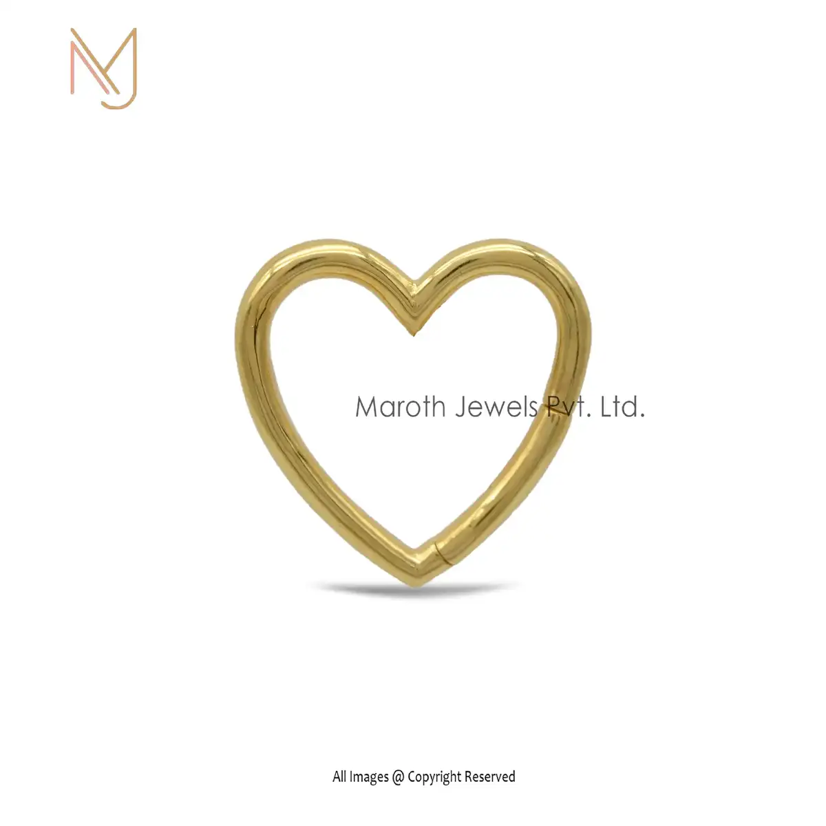 Wholesale 14K Yellow Gold Solid Heart Push Lock Pendant Jewelry