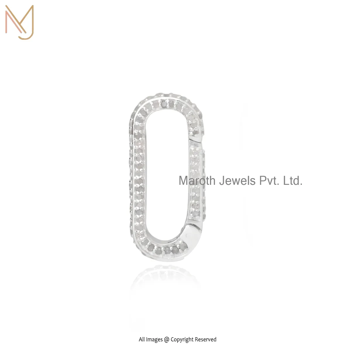 925 Silver Natural Silver Plated Cubic Zircon Enhancer Charm Push Lock Jewelry Supplier