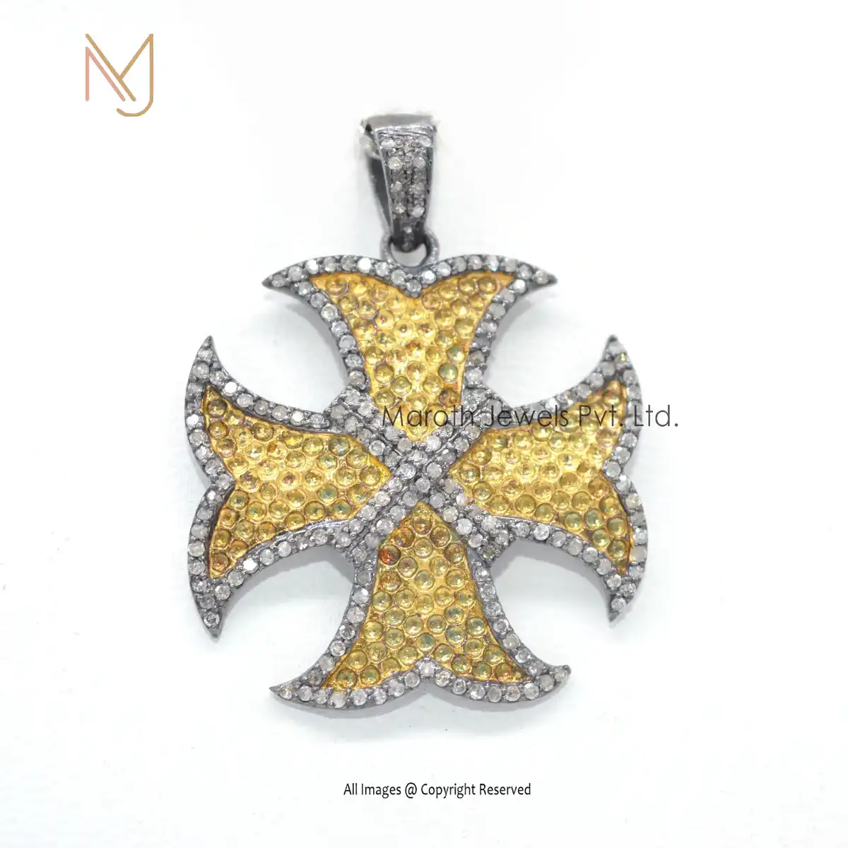 925 Silver Yellow Gold Rhodium Pave Diamond Pendant Jewelry Manufacturer