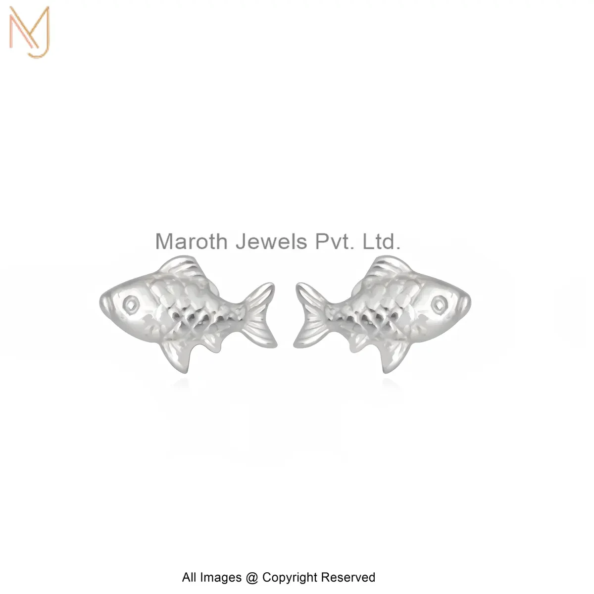 925 Silver Natural Silver Plated Lucky Fish Stud Earring Jewelry Supplier