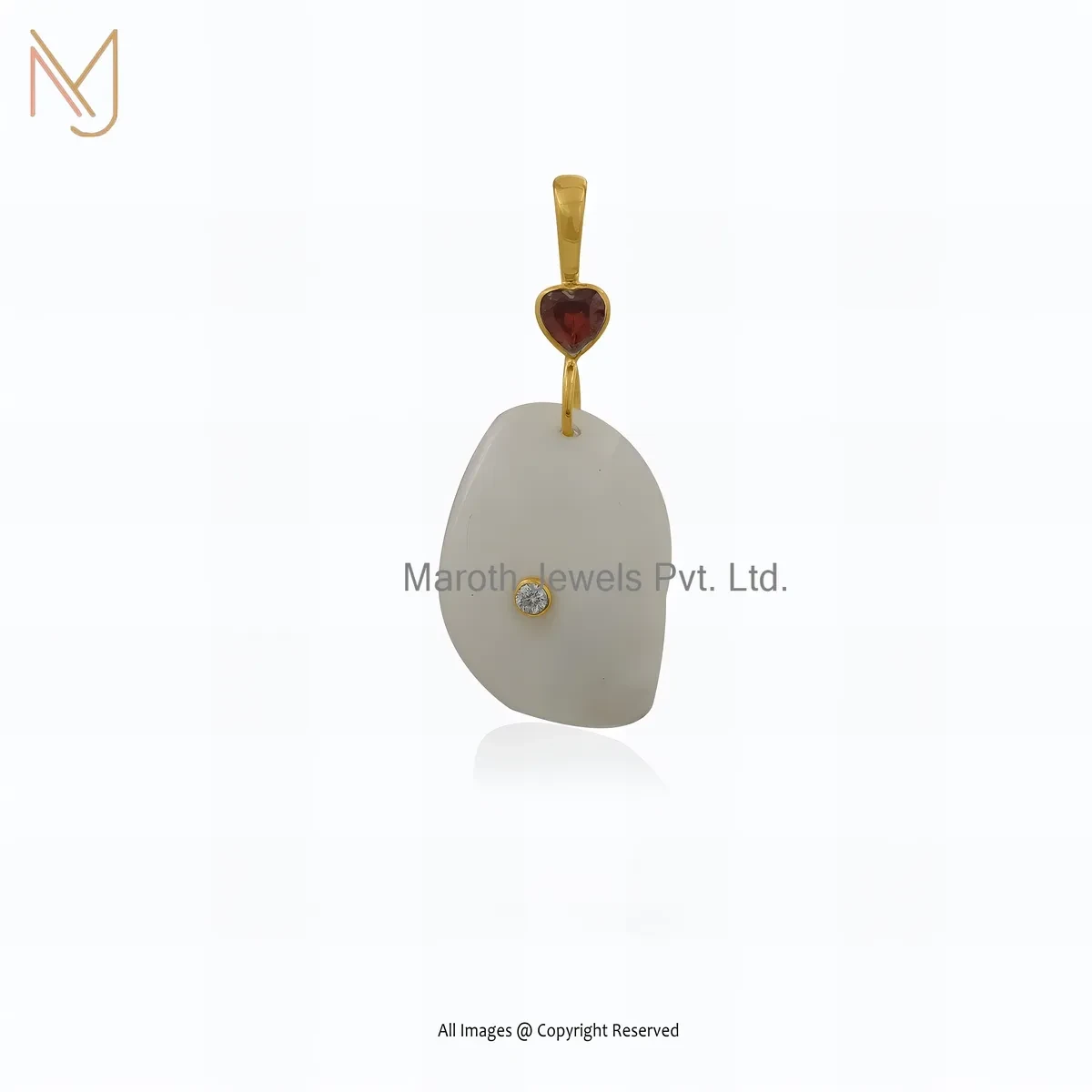 Wholesale 925  Silver Yellow Gold Plated Cubic Zircon & Heart Desgin Kodi Shell Pendant