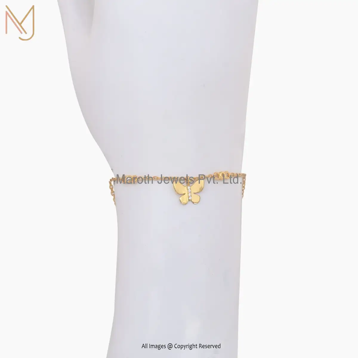 925 Sterling Silver Yellow Gold Plated White Cubic Zircon Bracelet Manufacturer