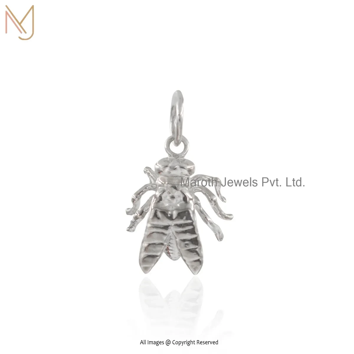 14K White Gold Bee Charm Pendant Manufacturer