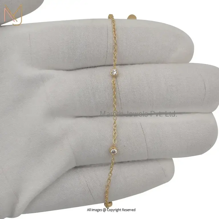 925 Silver Yellow Gold Plated Cubic Zicon Brilliant Round Cut Bracelet Jewelry Supplier