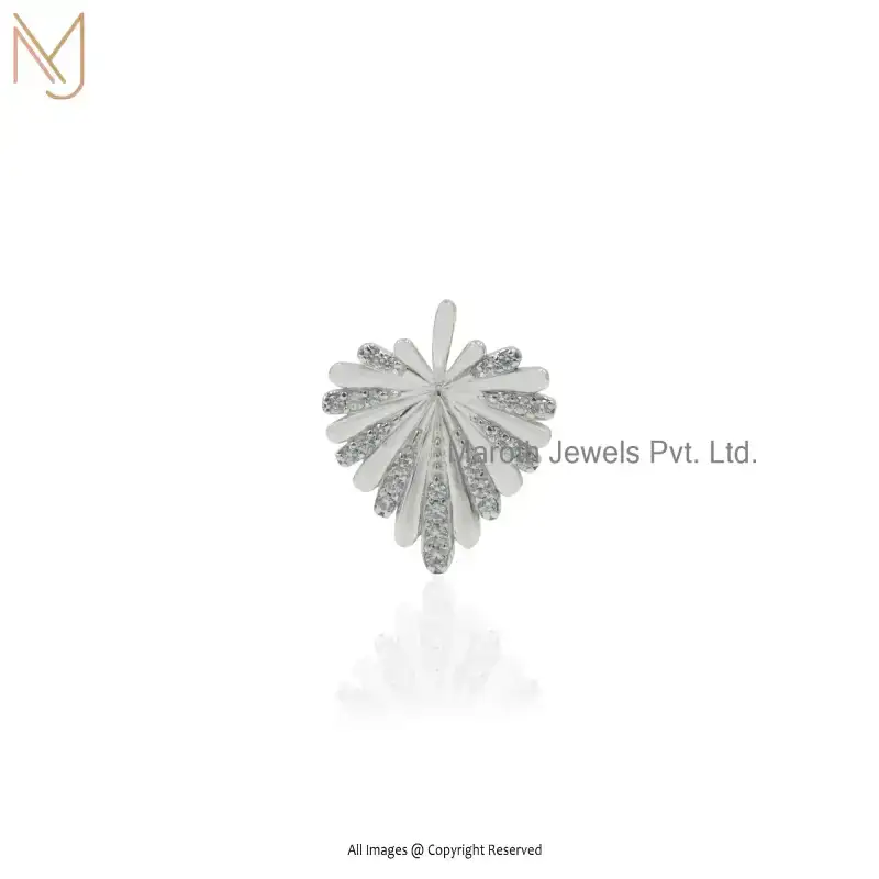 925 Silver Natural Silver Plated Cubic Zircon Fluted Diamond Heart Pendant Jewelry Supplier