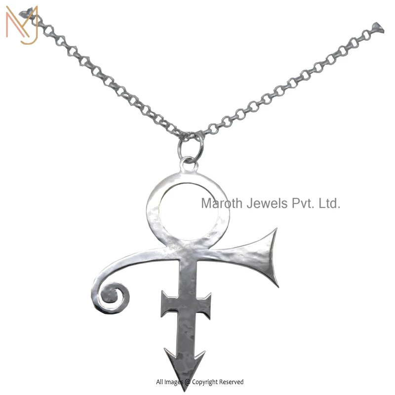 925 Silver White Gold Plated Prince Love Symbol Pendant Custom Jewelry