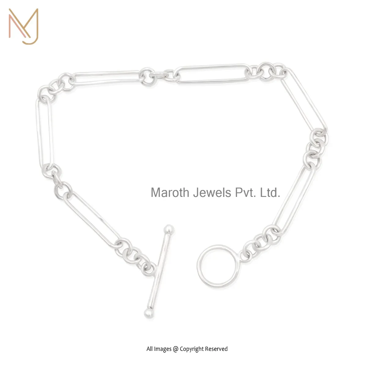 925 Sterling Silver White Gold Plated Chain Bracelet Manufacturer