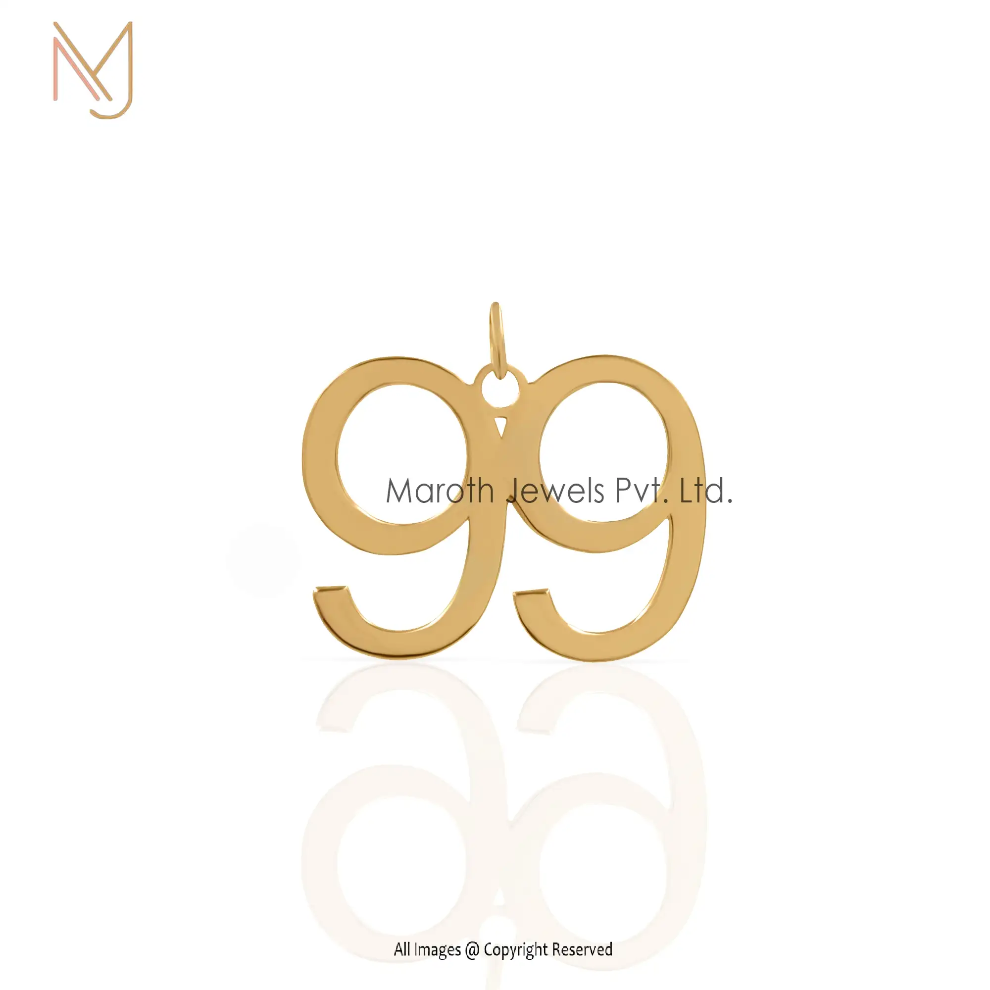 925 Silver Yellow Gold Plated Number Charms Pendant Jewelry Manufacturer