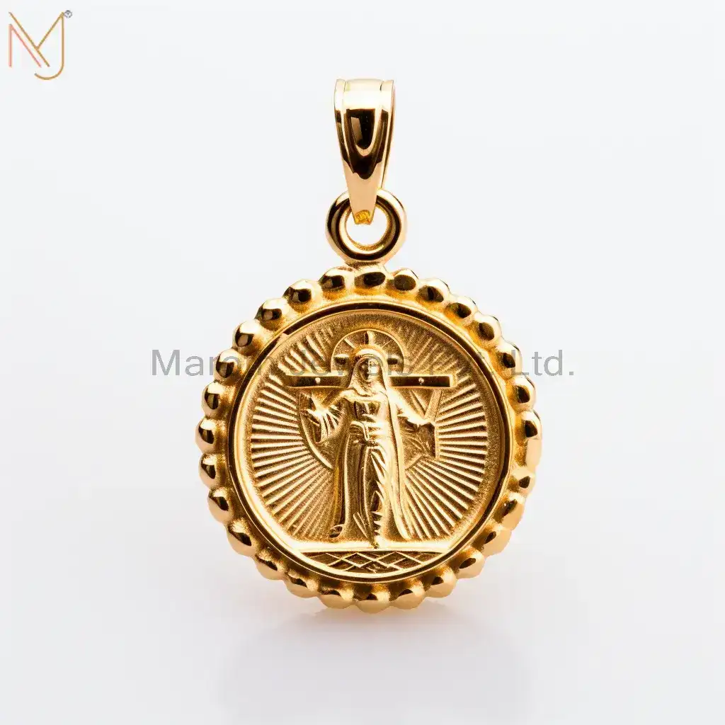 925 Sterling Silver Yellow Gold Plated Christian Spiritual Pendant Jewelry USA
