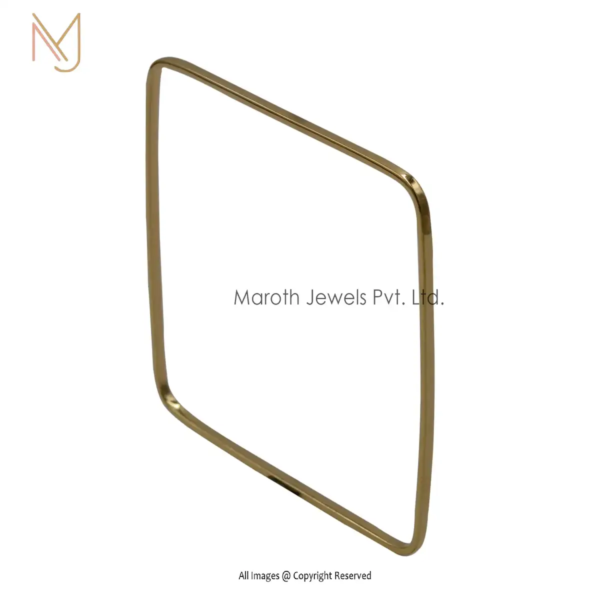 14K Yellow Gold Square Bangle Custom Jewelry