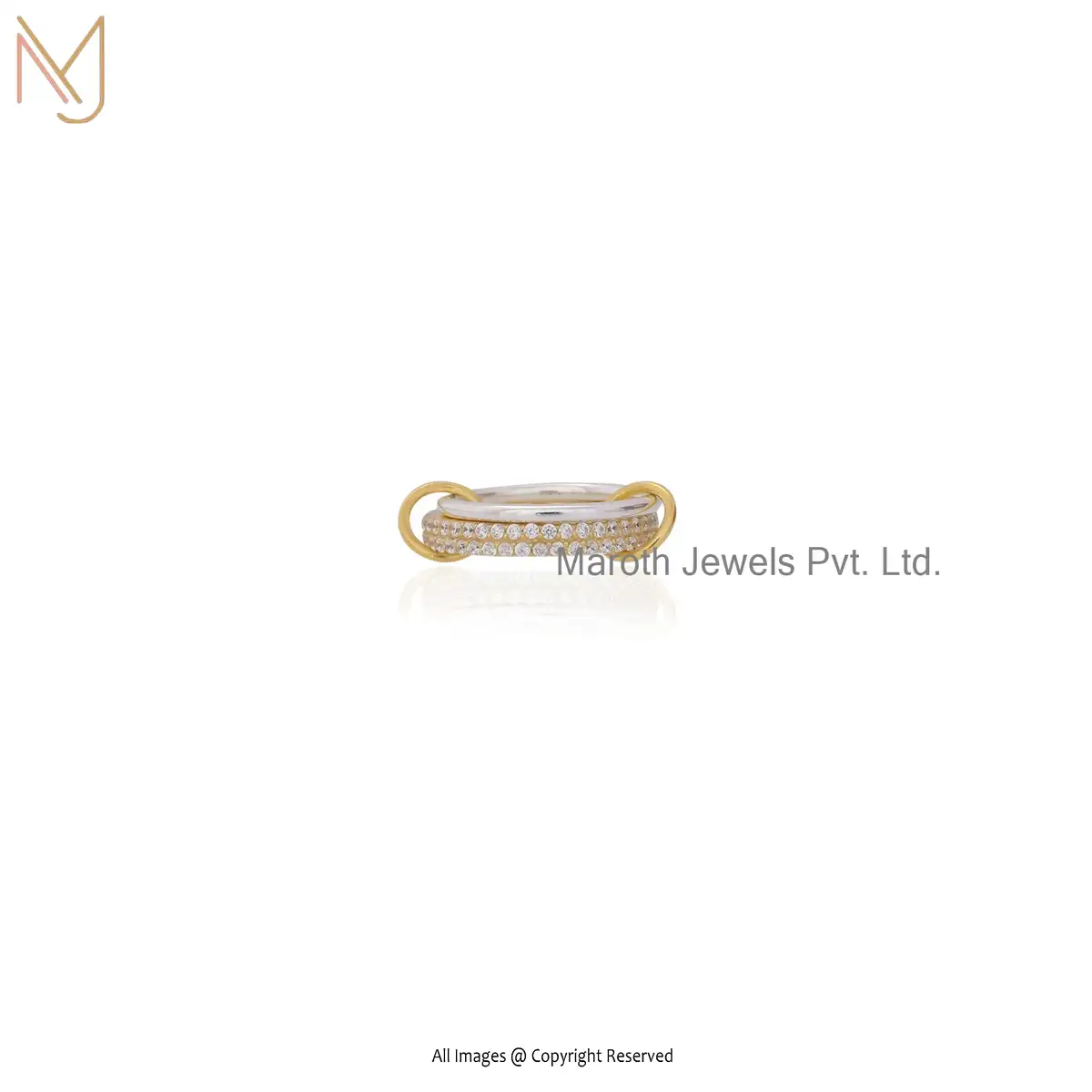 14K Yellow Gold Diamond Connector Band Ring Jewelry Supplier