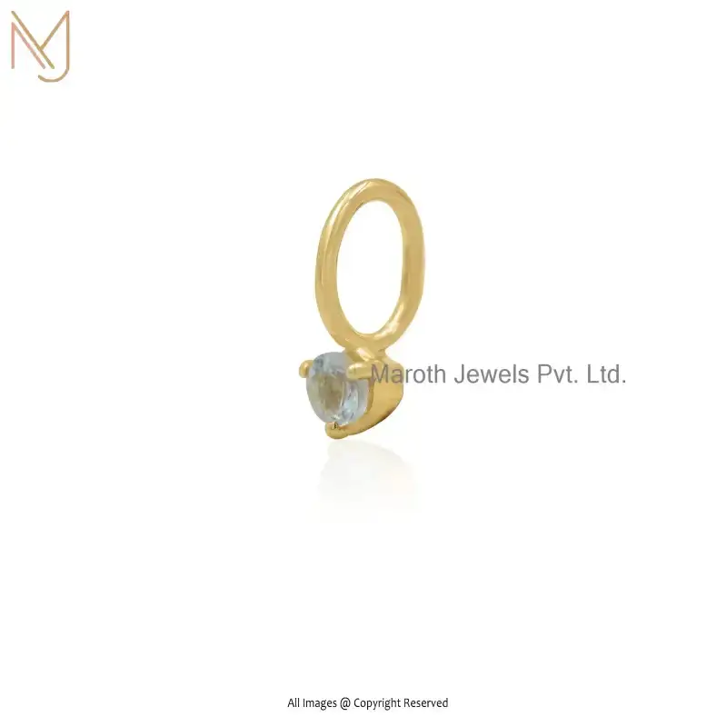 925 Silver Yellow Gold Plated Amethyst Bezel Gemstone Pendant Jewelry Supplier