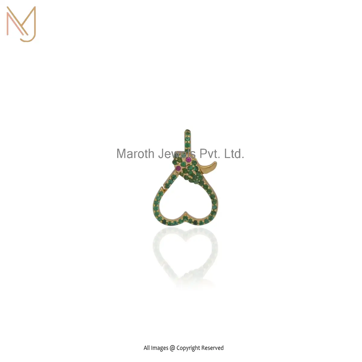 14K Yellow Gold Heart Shape Snake Lock Finding Custom Jewelry