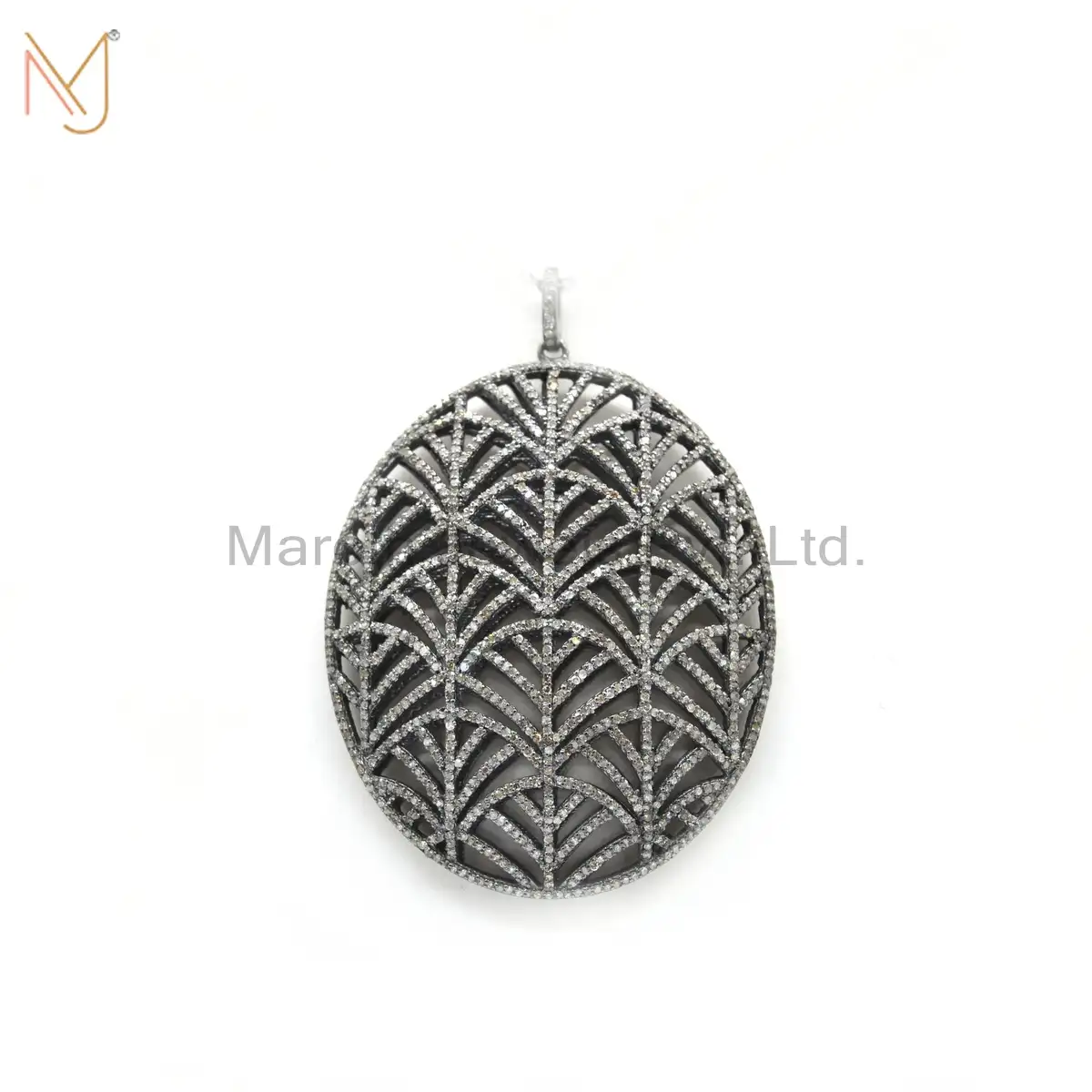 925 Sterling Silver Rhodium Pave Diamond Religious Pendant Handmade Jewelry USA