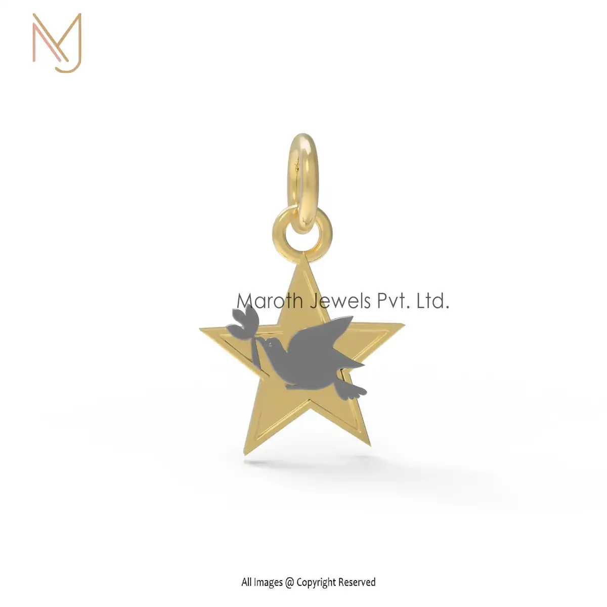 925 Silver Yellow Gold Rhodium Plated Bird Star Pendant Custom Jewelry