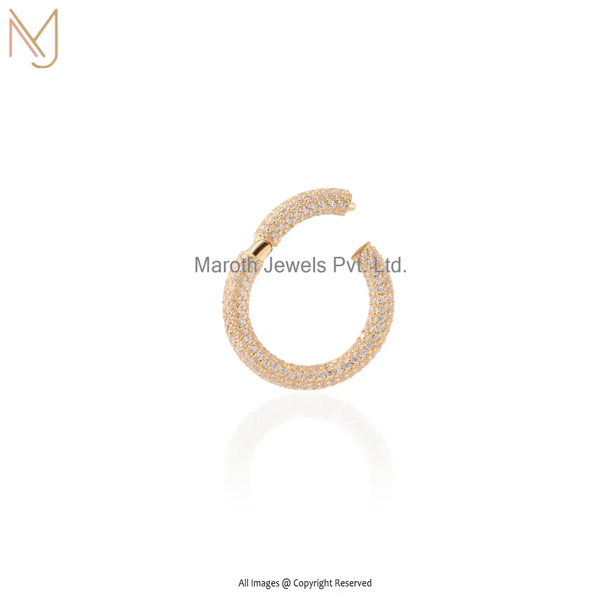 14K Yellow Gold Diamond Round Enhancer Charm Holder Jewelry Supplier