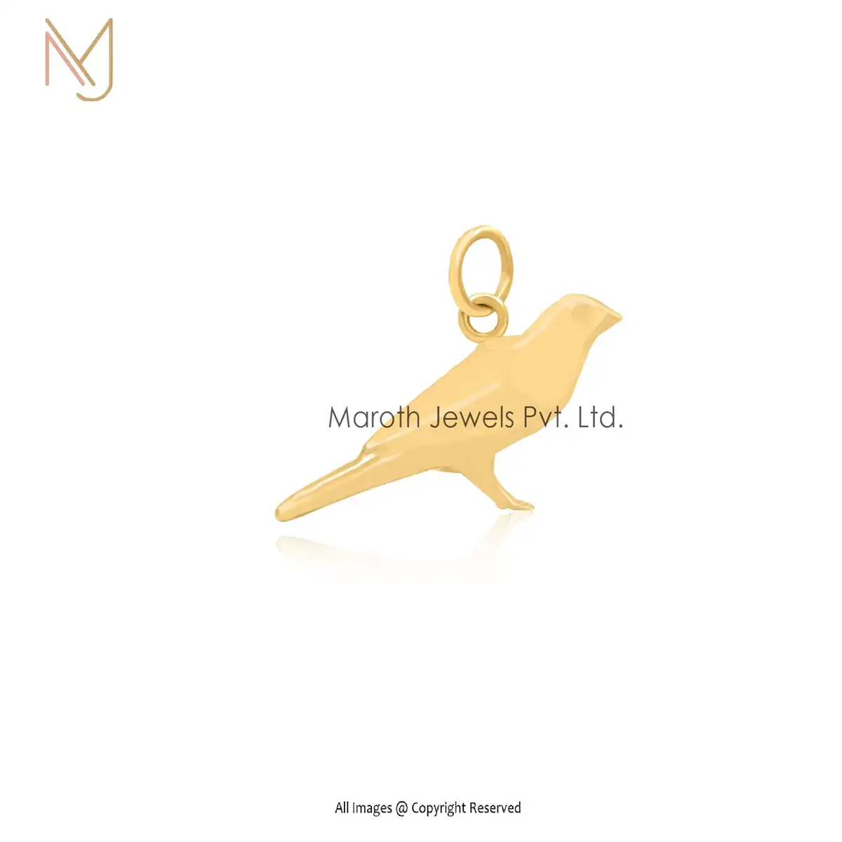 925 Silver Yellow Gold Plated Bird Pendant Custom Jewelry