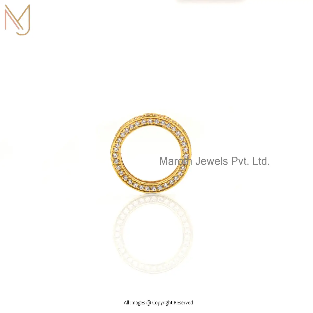 14K Yellow Gold Cubic Zircon Band Ring Jewelry Manufacturer