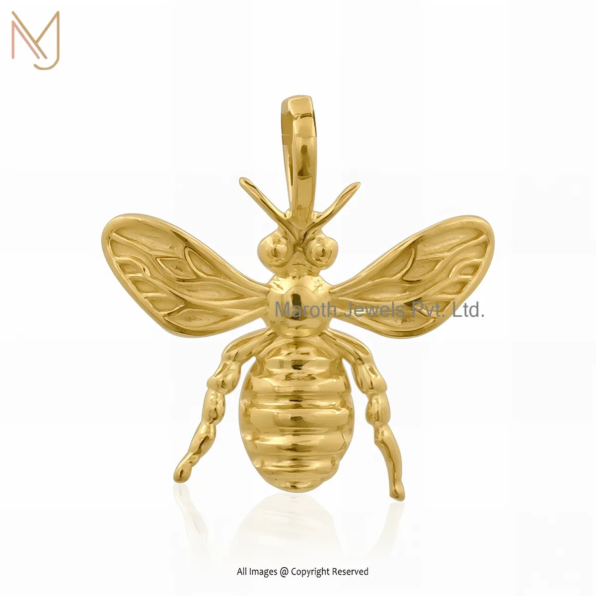 14K Yellow Gold Honey Bee Pendant Jewelry Supplier