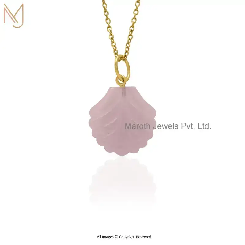 925 Silver Yellow Gold Plated Malachite Gemstone Shell Pendant Manufacturer