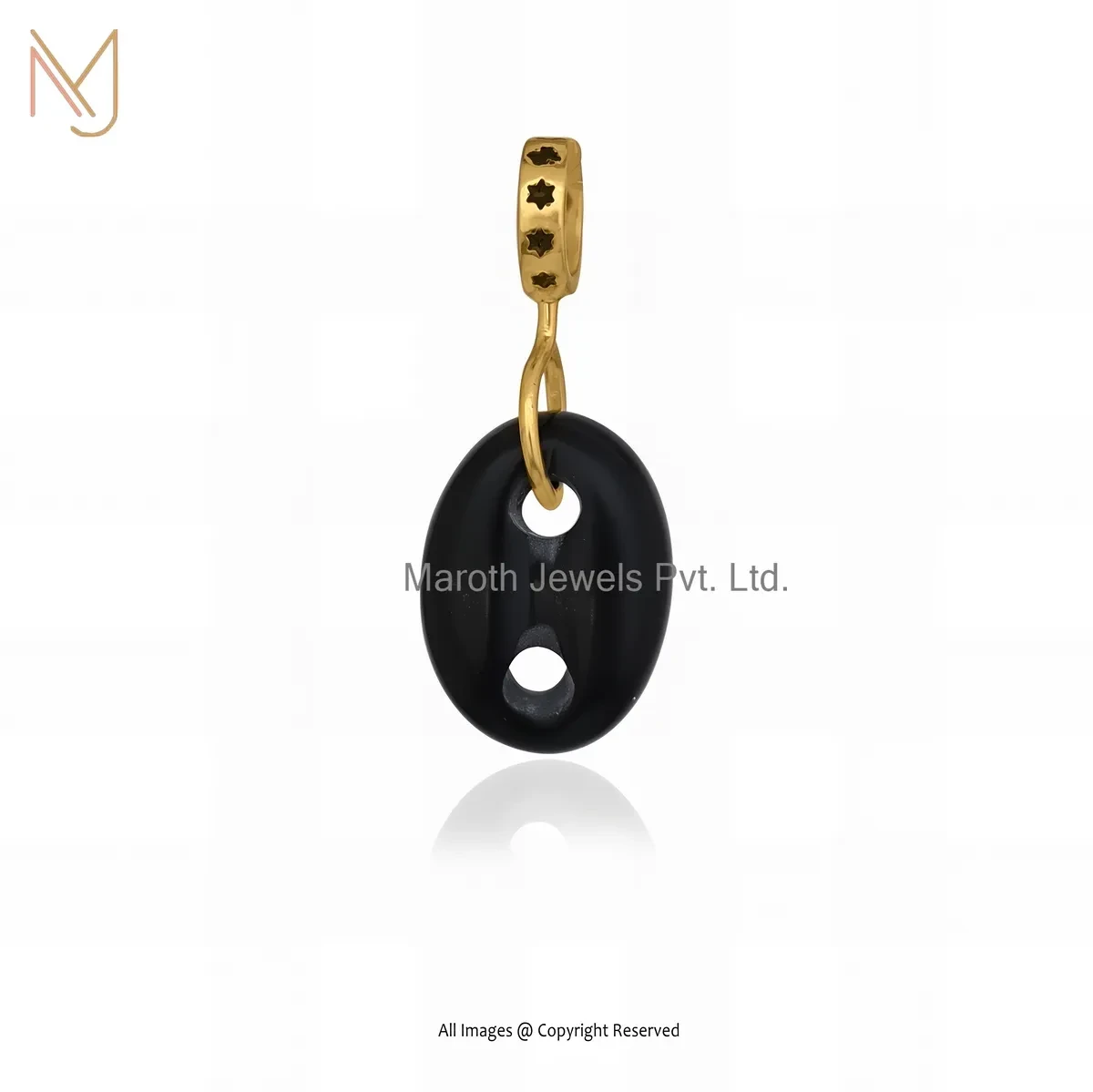 925 Silver Yellow Gold Plated Black Enamel Gemstone Soda Tab Pendant Custom Jewelry