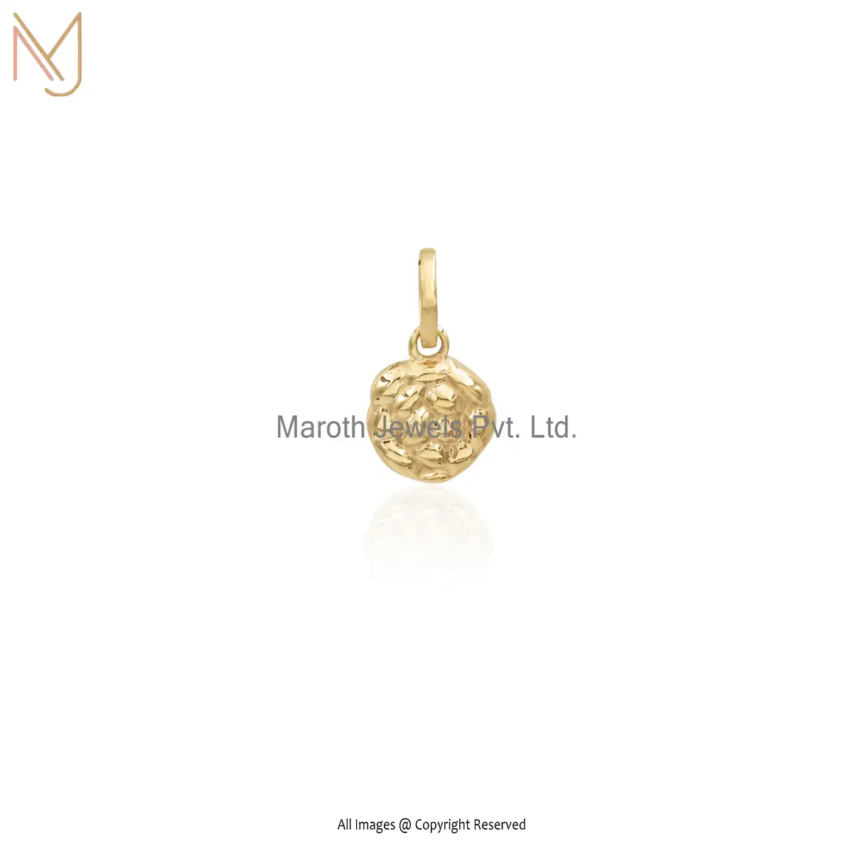 14K Yellow Gold Bread With Indented Back Pendant Jewelry Manufacturer