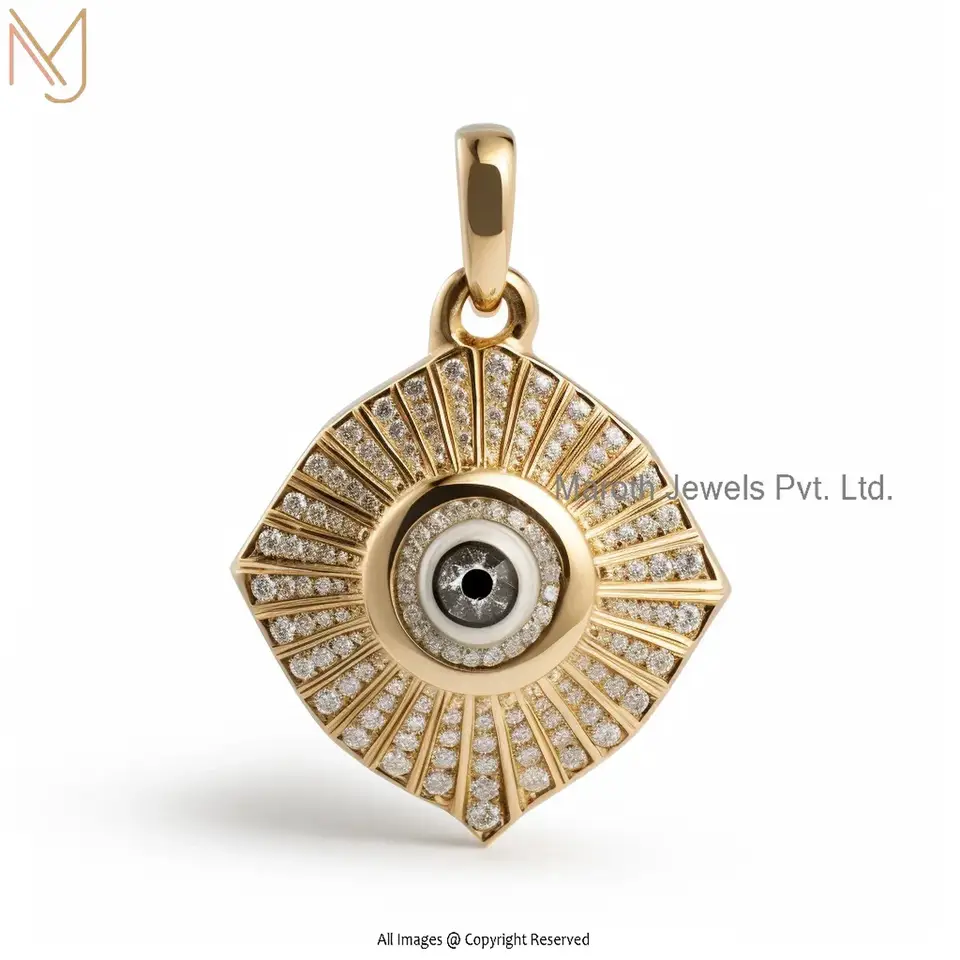 925 Silver Yellow Gold Plated Moissanite Diamond Evil Eye Pendant Manufacturer