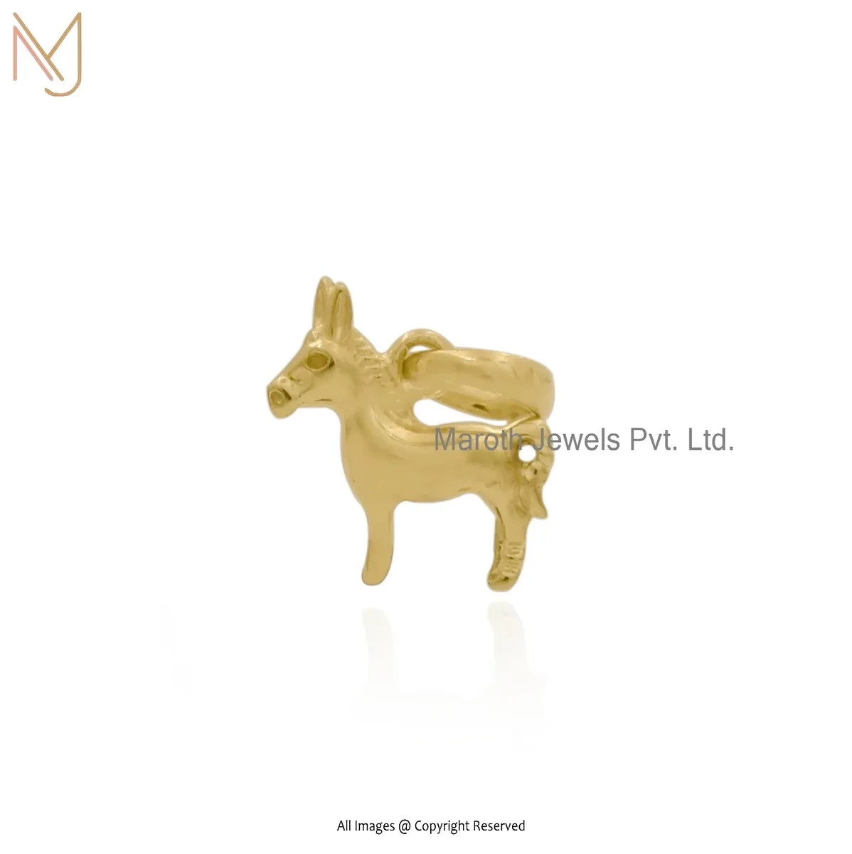 14K Yellow Gold Donkey Pendant Jewelry Supplier