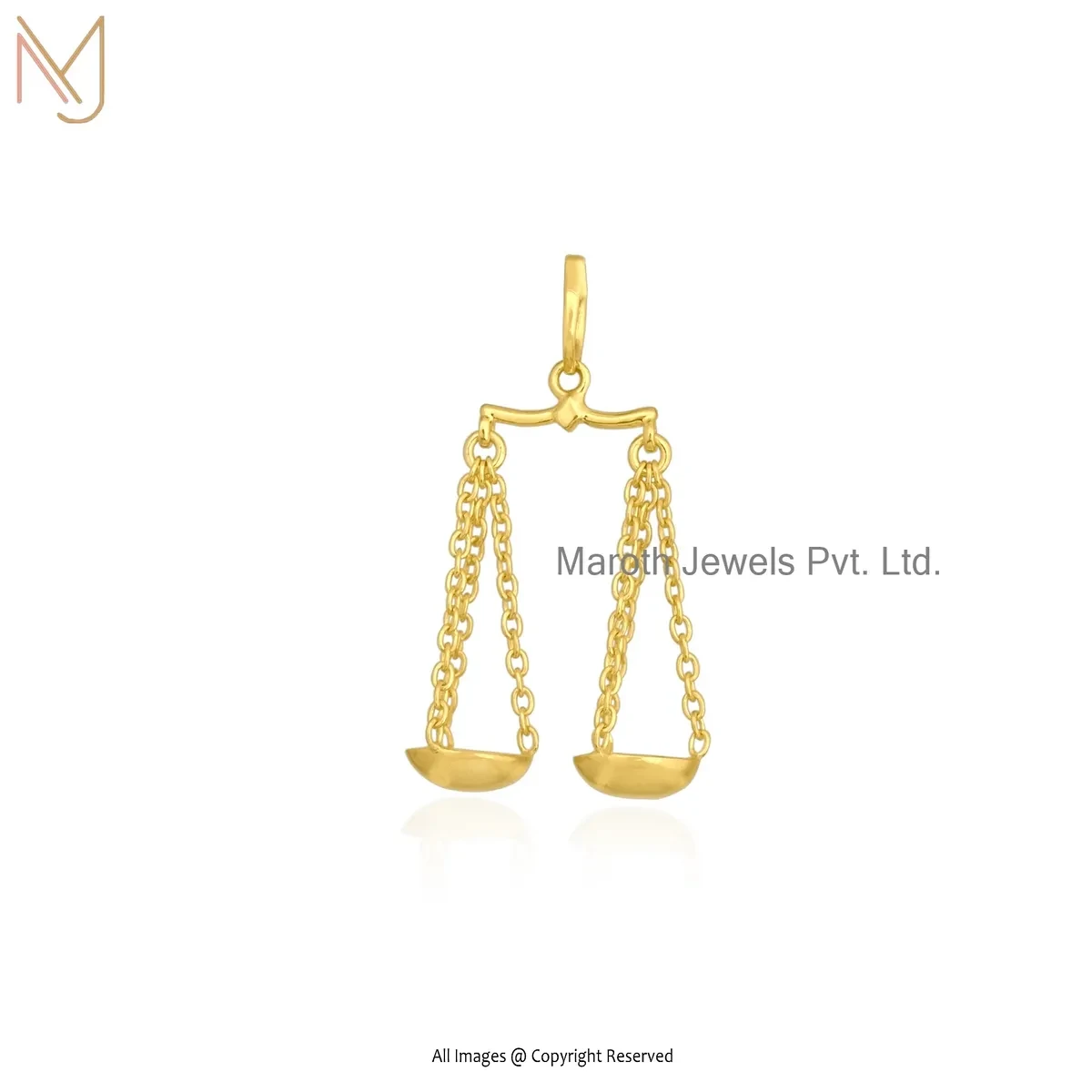 14K Yellow Gold Scales Of Justice Pendant Custom Jewelry