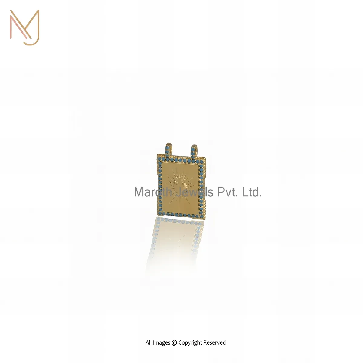 14K Yellow Gold Cubic Zircon Scapular Charm Pendant Manufacturer