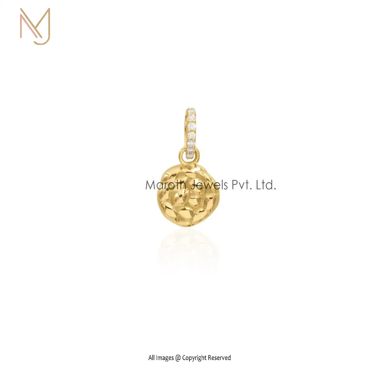 925 Silver Yellow Gold With GHVS Diamonds On The Bread Pendant Jewelry USA