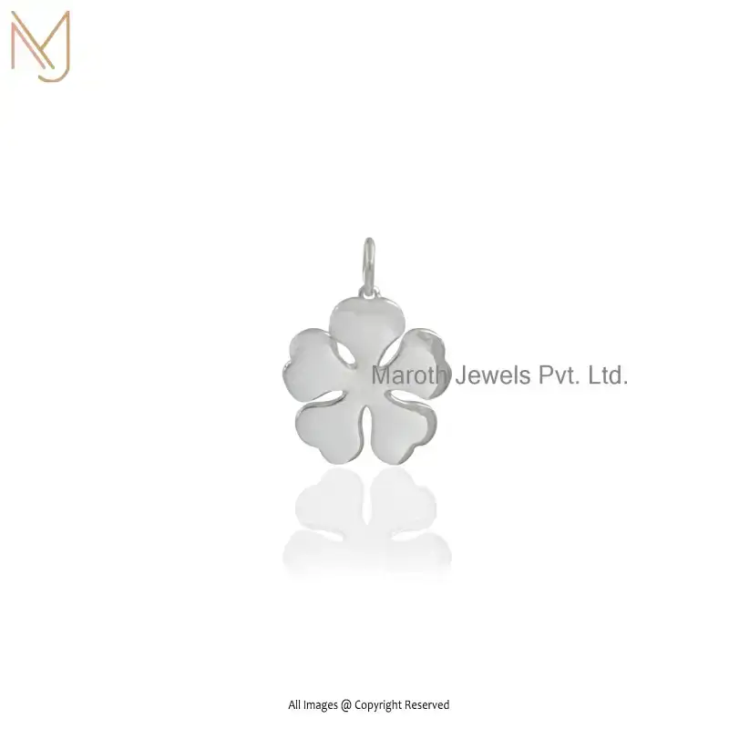 14K White Gold Leaf Clover Pendant Manufacturer